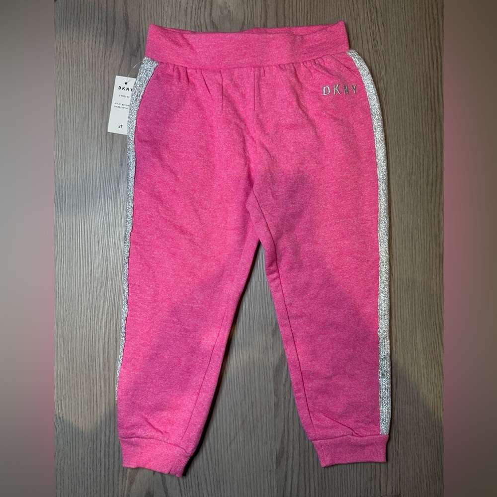 DKNY Girls' Toddler Fleece Jogger‎ Token Rapture Rose 3T